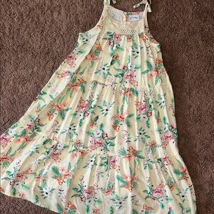 Art Class Floral Kids Dress in Cream and Orange